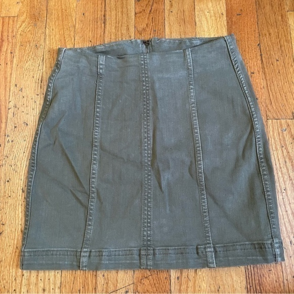 Free People Olive Green Zip Back Mini Skirt Size 0